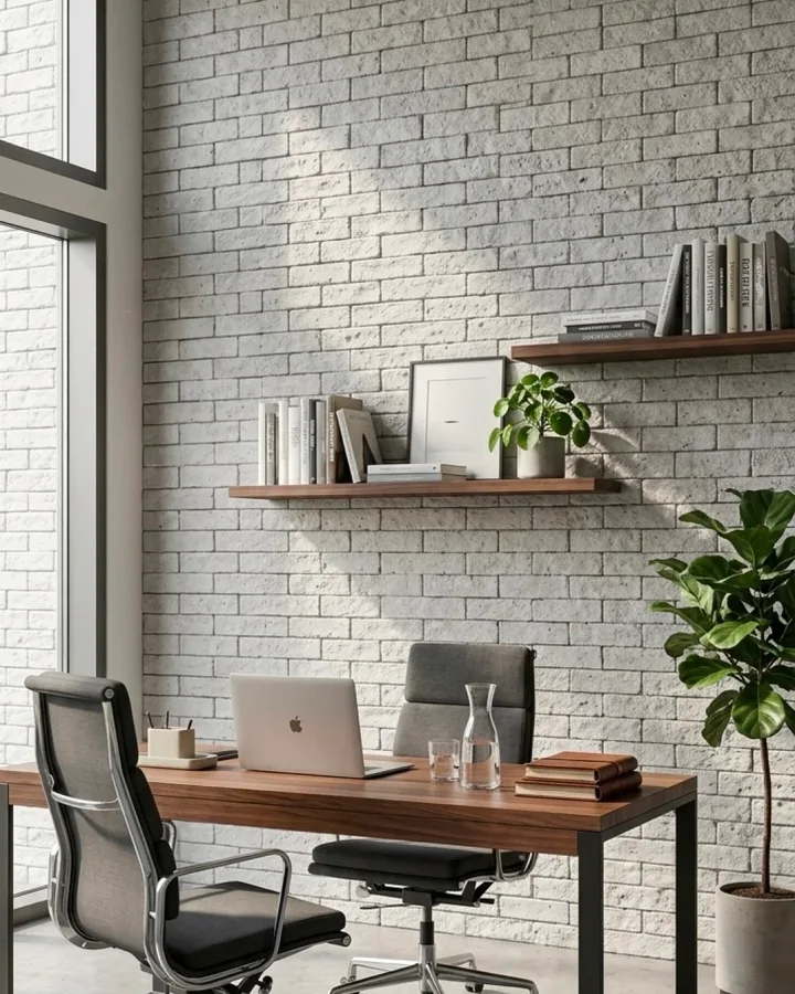 Home office comercial revestido com Cimentício Brisa